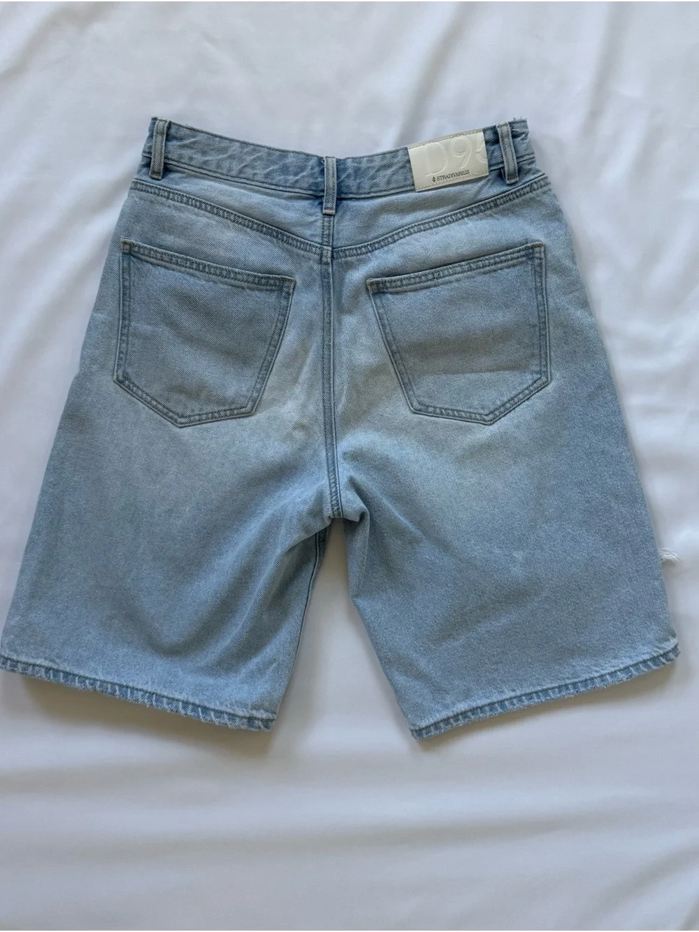 stradivarius Light Wash Distressed Denim Shorts